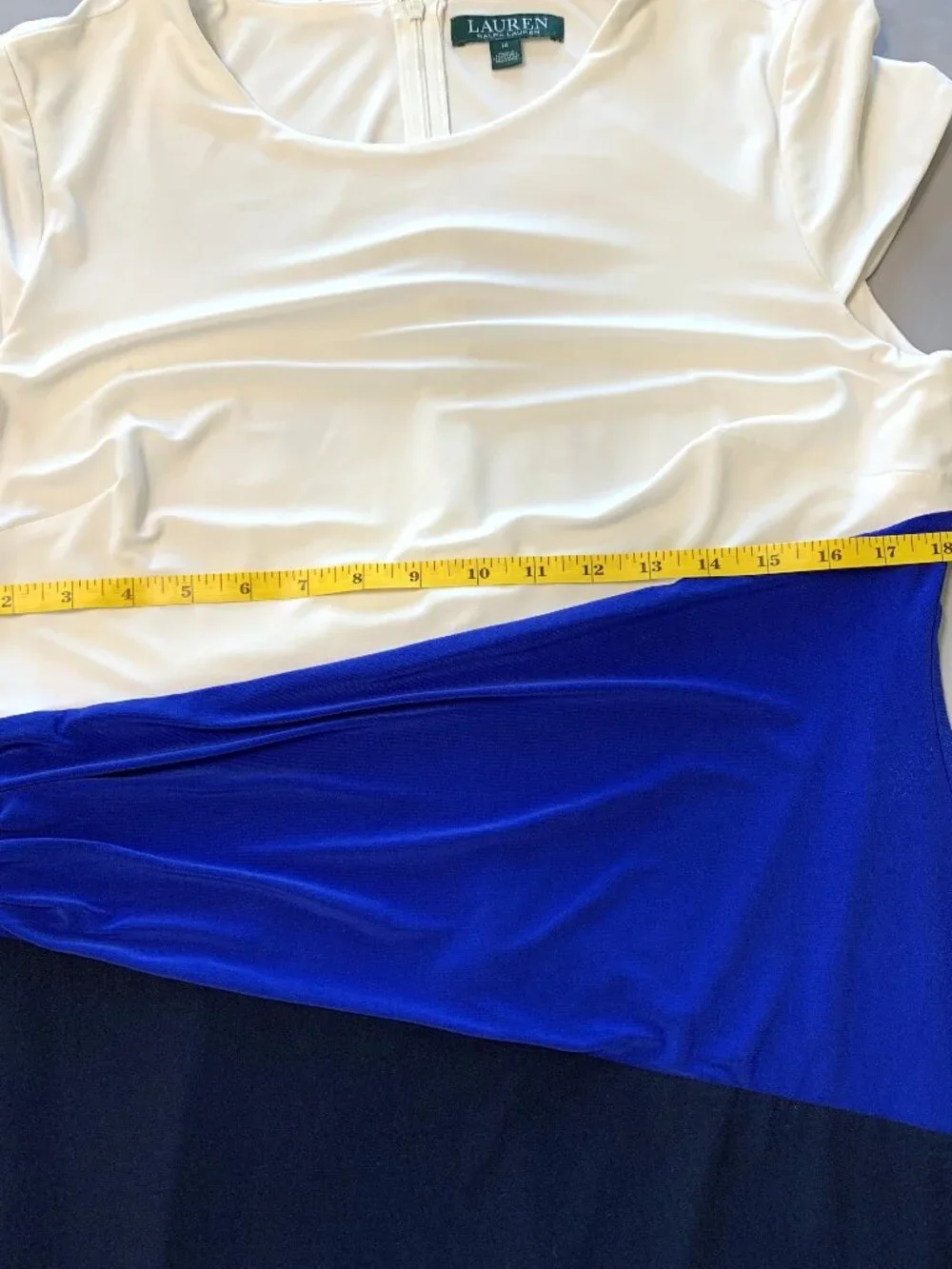 Lauren Ralph Lauren Dress Women White Blue Black Size 14 Short Sleeves